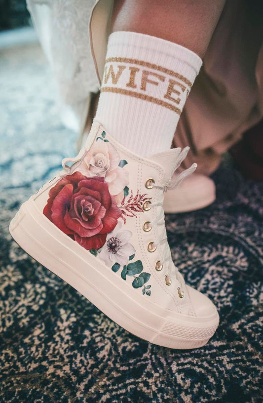 Hand Painted Converse, Wedding Converse, Floral Converse