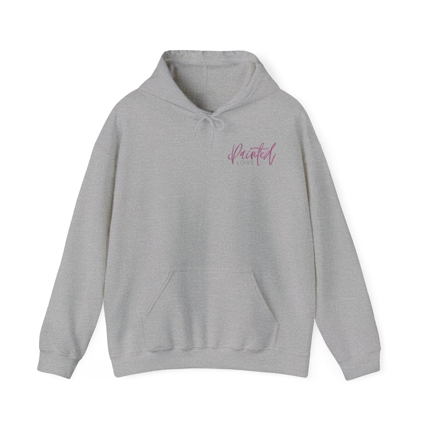 Unisex Hoodie with Skull, Moth Wings, and Tattoo Style Flowers, Painted Love Customs Logo