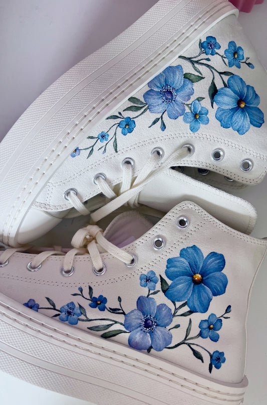 Hand Painted Converse High Tops, Custom Painted Converse, Shoe Painting Service, Wedding Converse