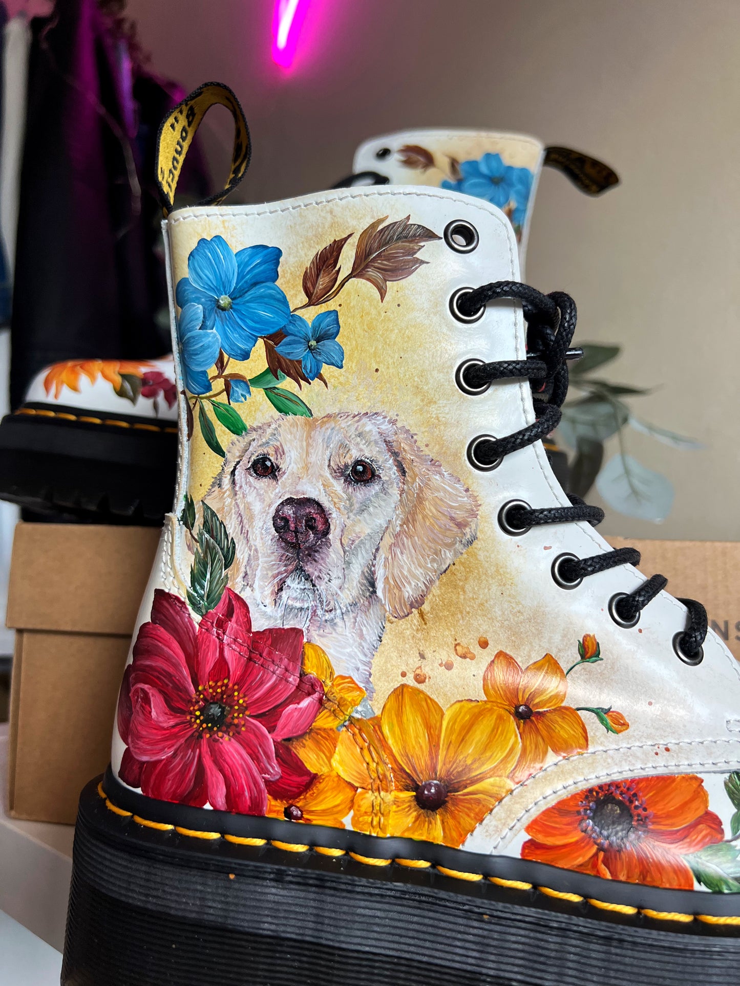 Pet Portrait Hand Painted Dr Martens (painting only)