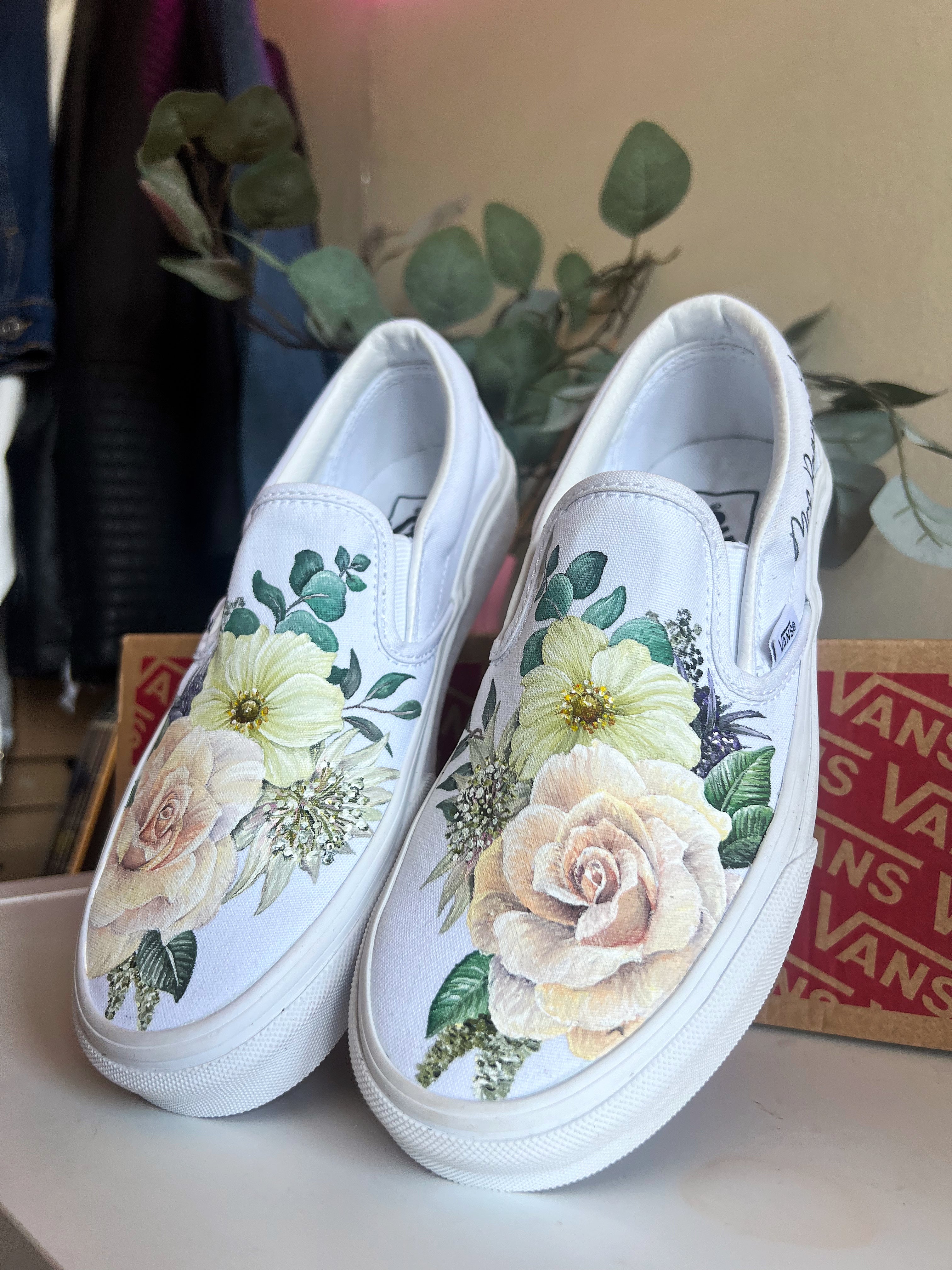 Custom painted vans slip ons best sale