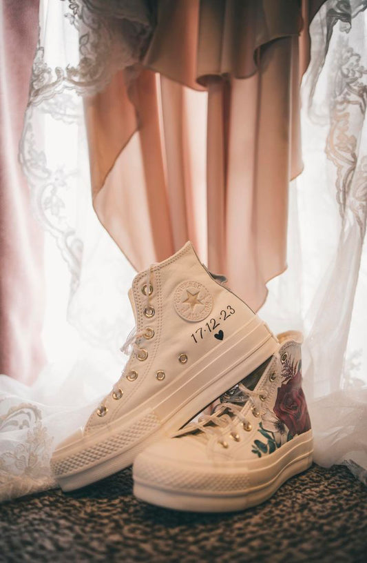 Hand Painted Converse, Wedding Converse, Floral Converse