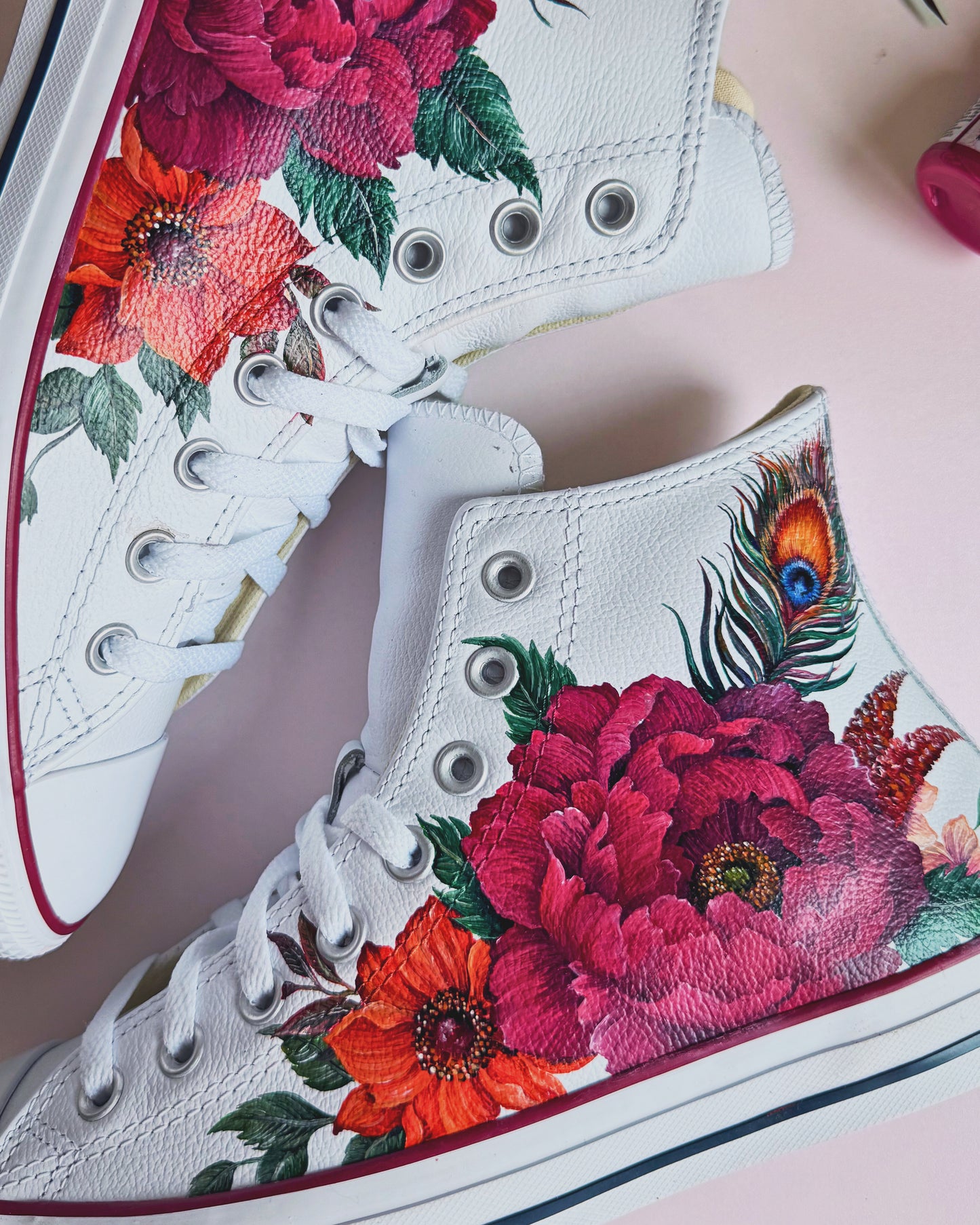 Hand Painted Converse, Wedding Converse, Autumnal Peony Design