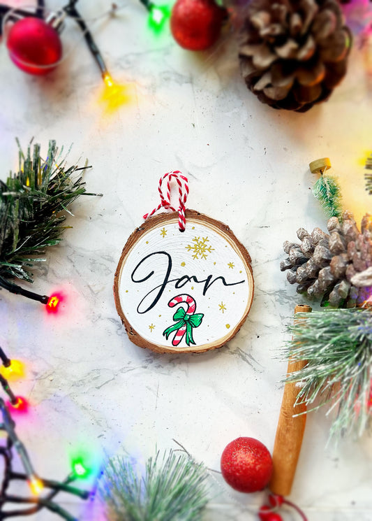 Personalised Log Slice Christmas Tree Decoration