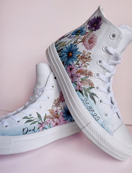 Hand Painted Converse, Wedding Converse, Wildflower Meadow Design