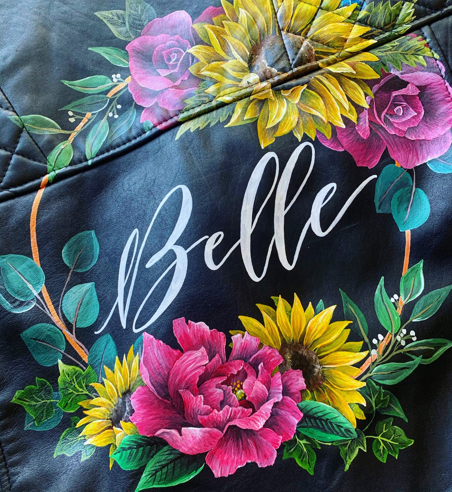 Hand Painted Leather Jacket. Personalised Leather Jacket. Painting only
