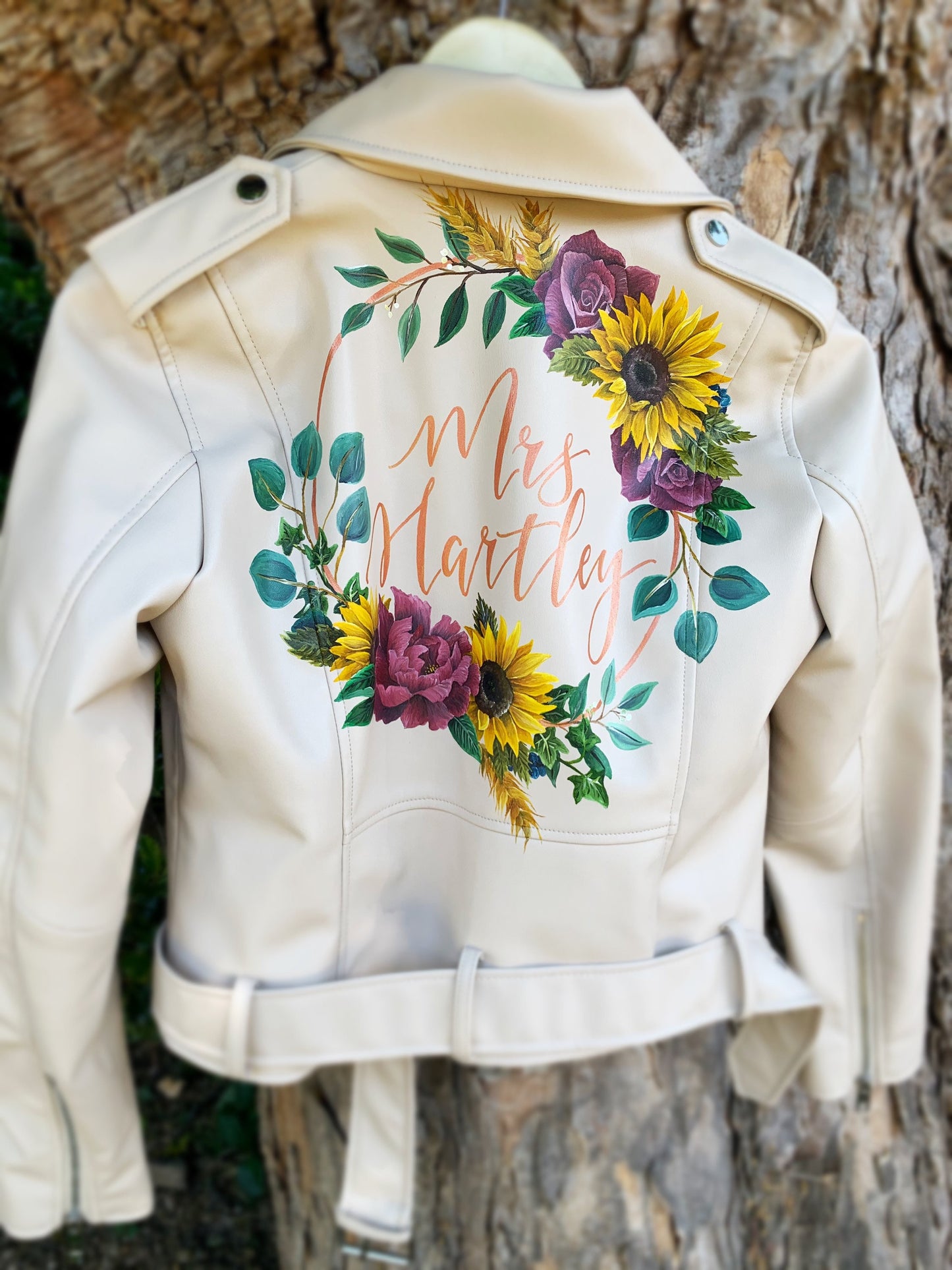 Hand Painted Leather Jacket. Personalised Leather Jacket. Painting only