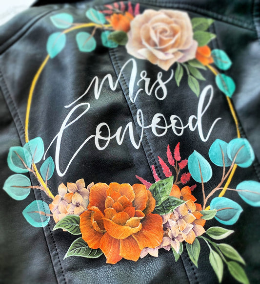 Hand Painted Leather Jacket. Personalised Leather Jacket. Painting only
