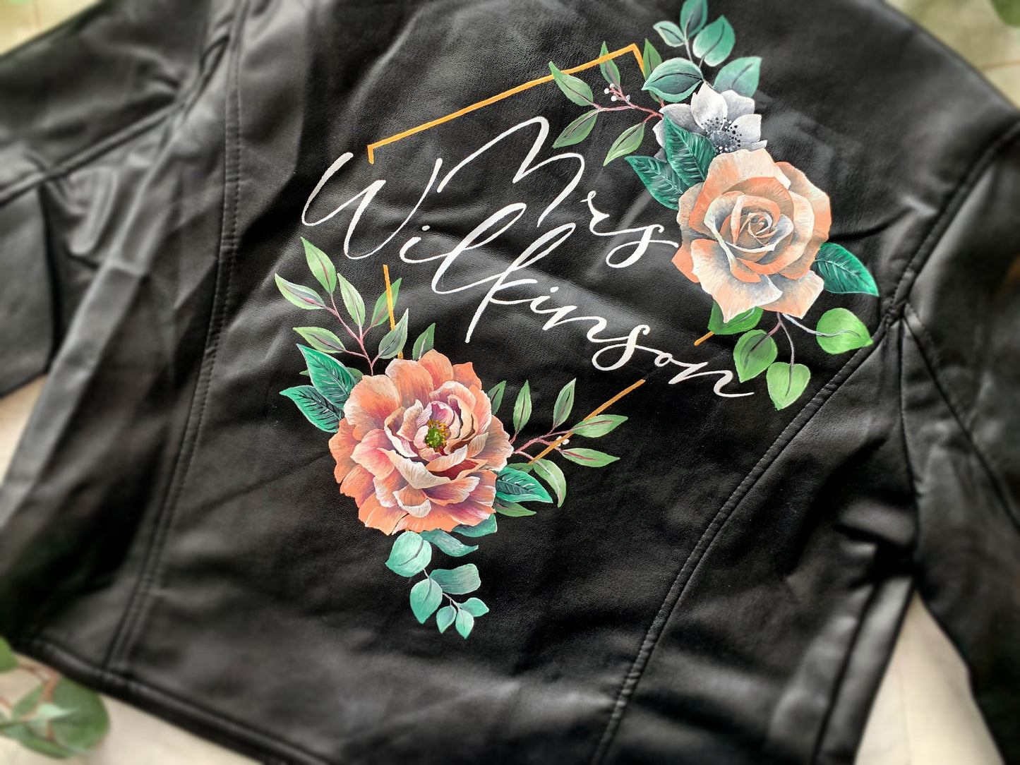 Hand Painted Leather Jacket. Personalised Leather Jacket. Painting only