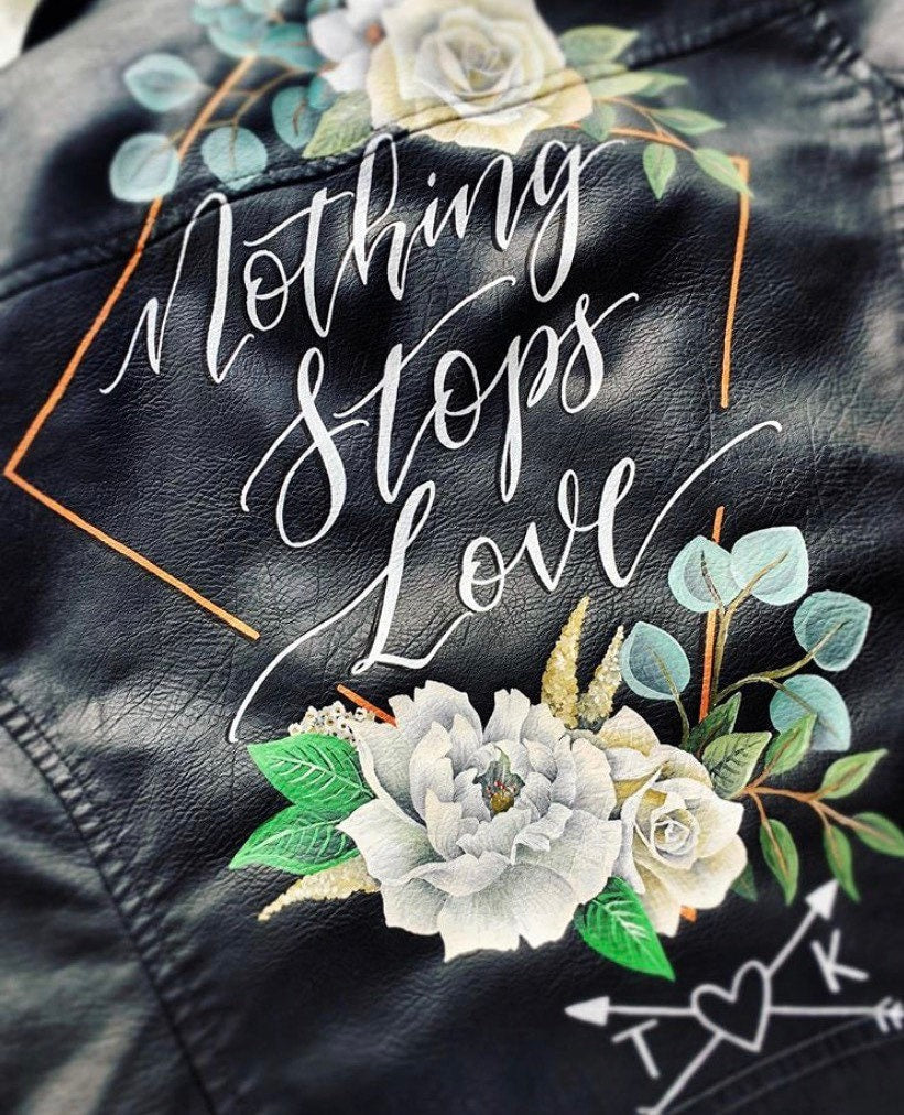 Hand Painted Leather Jacket. Personalised Leather Jacket. Painting only