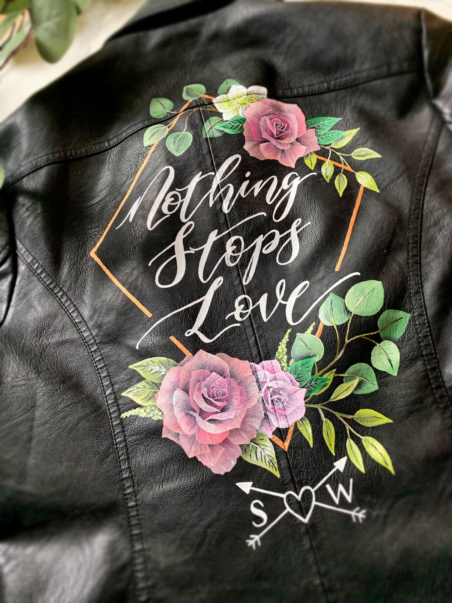 Hand Painted Leather Jacket. Personalised Leather Jacket. Painting only