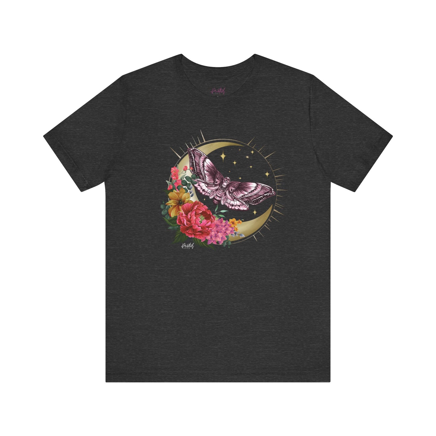 Witchy Tee Shirt with Deaths Head Moth and Crescent Moon Design