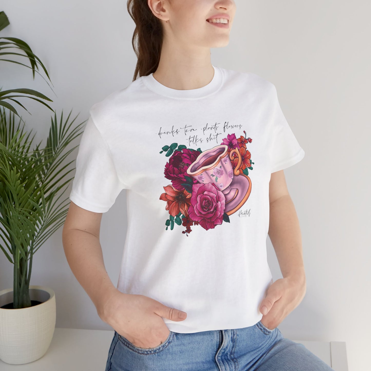 Sweary Tea Cup Tee, Bright Pink