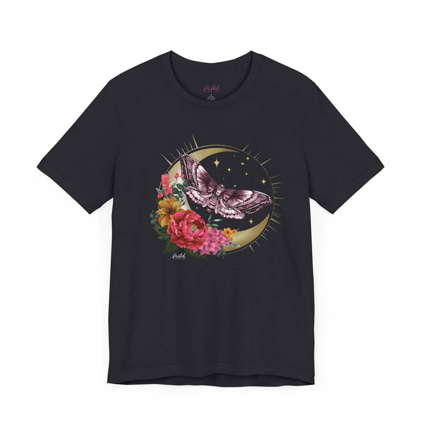 Witchy Tee Shirt with Deaths Head Moth and Crescent Moon Design