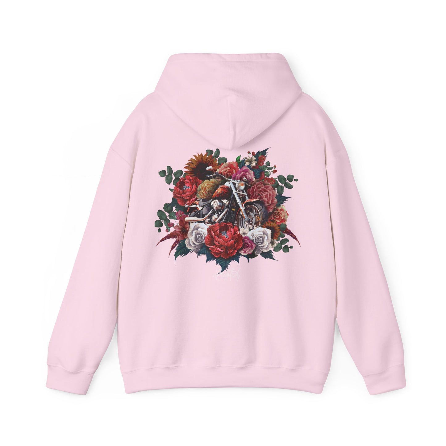 Painted Love Customs Hoodie, Motorcycle and Flowers