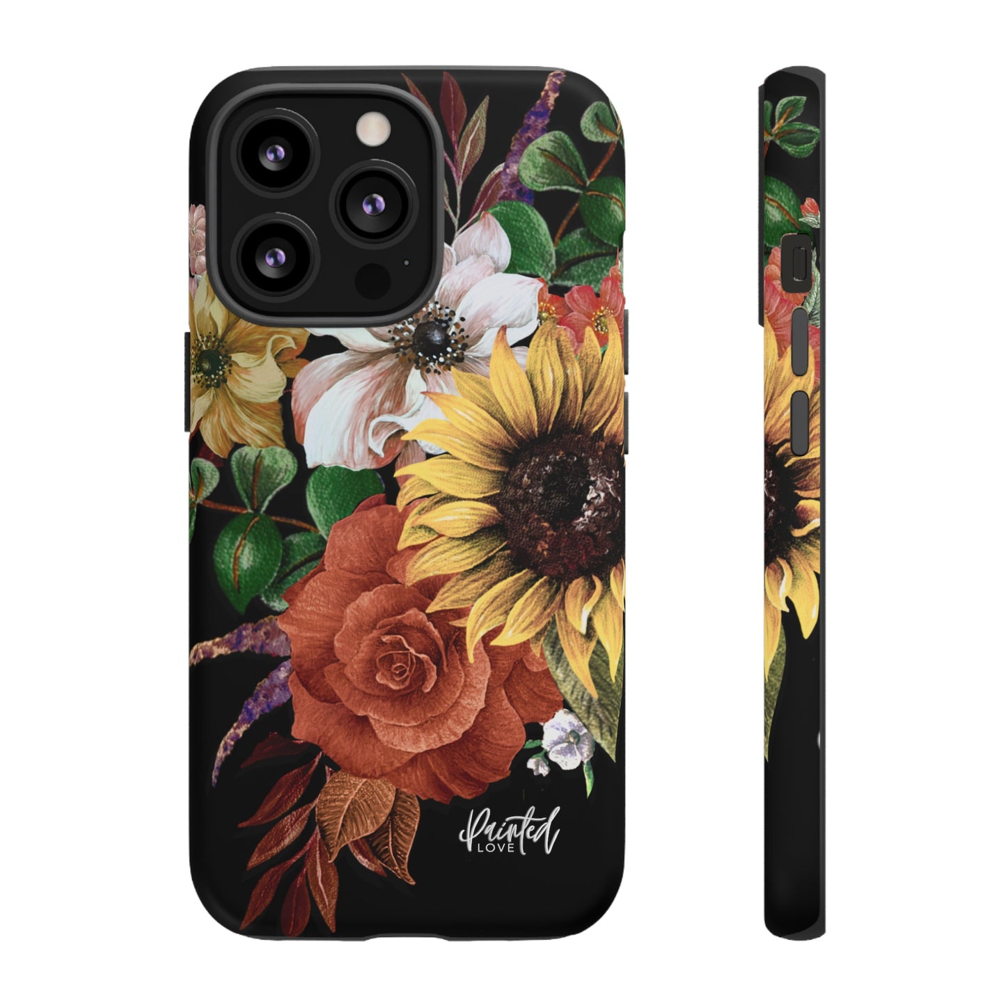 Painted Love Customs Floral Phone Case, Black