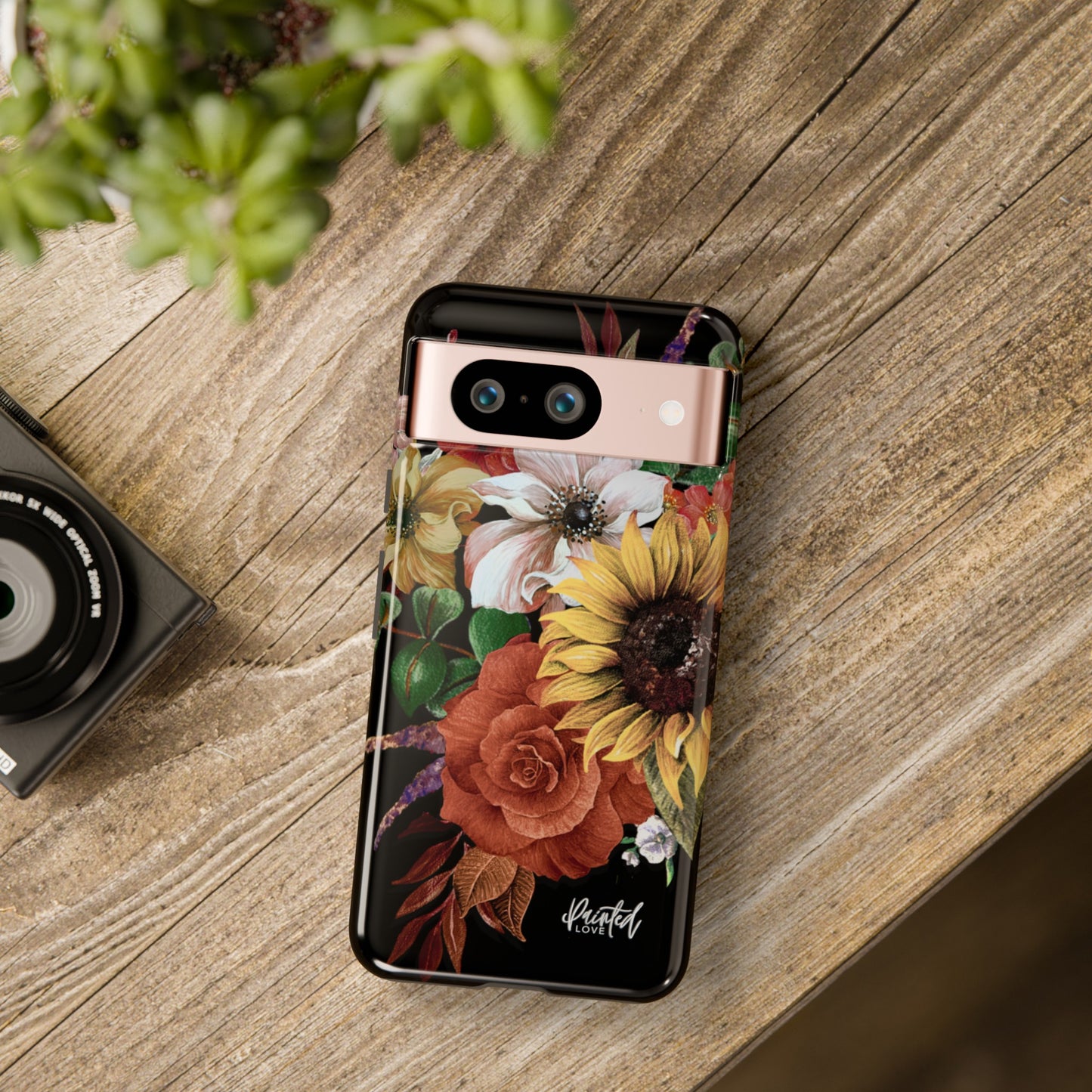 Painted Love Customs Floral Phone Case, Black