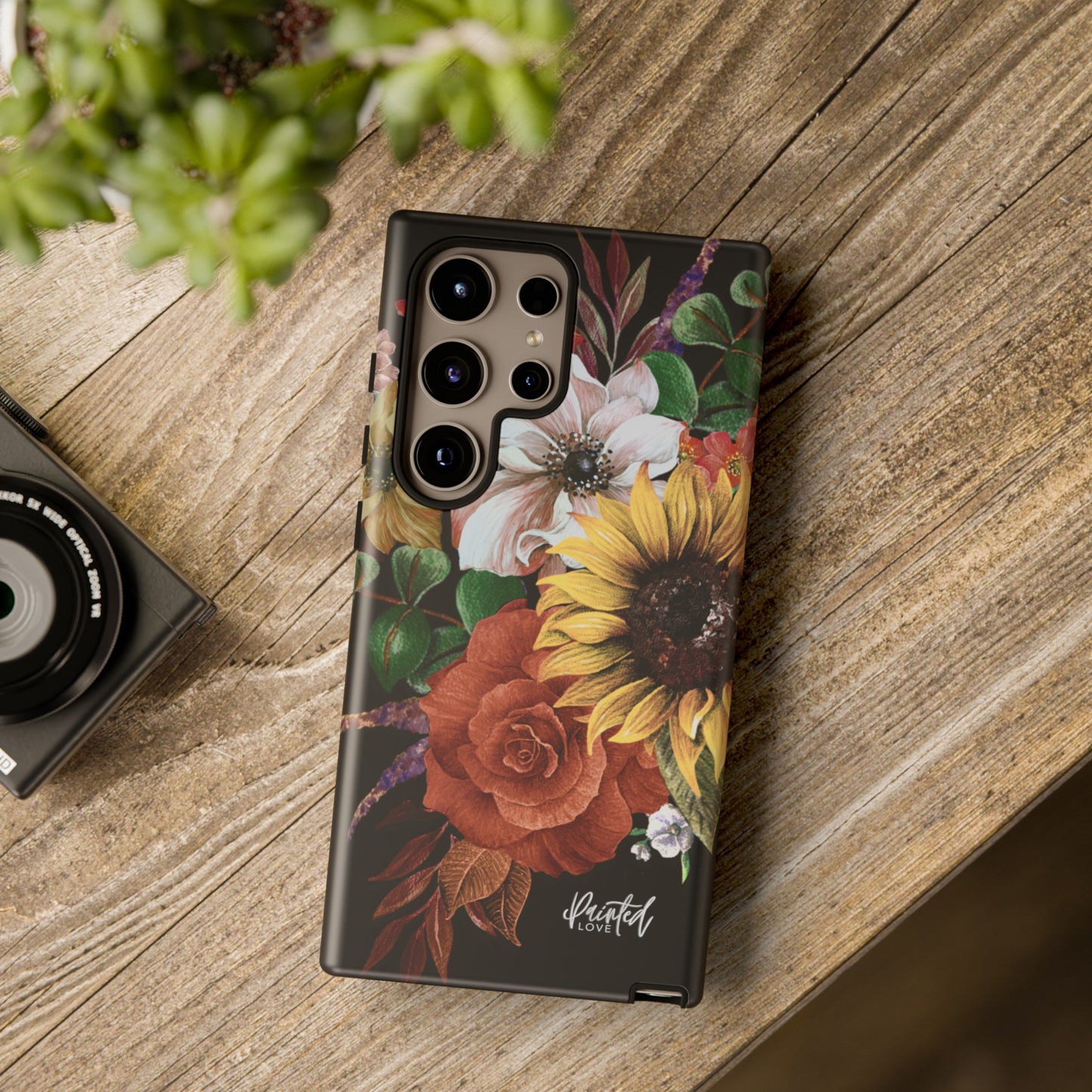 Painted Love Customs Floral Phone Case, Black