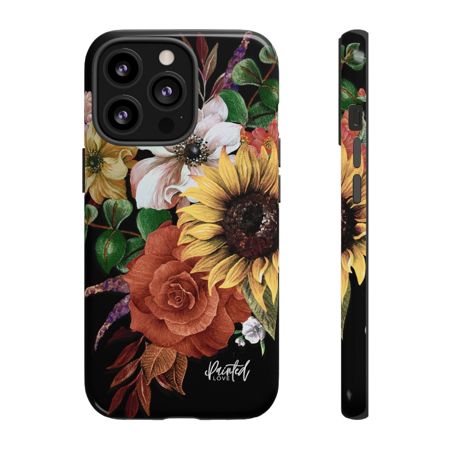 Painted Love Customs Floral Phone Case, Black