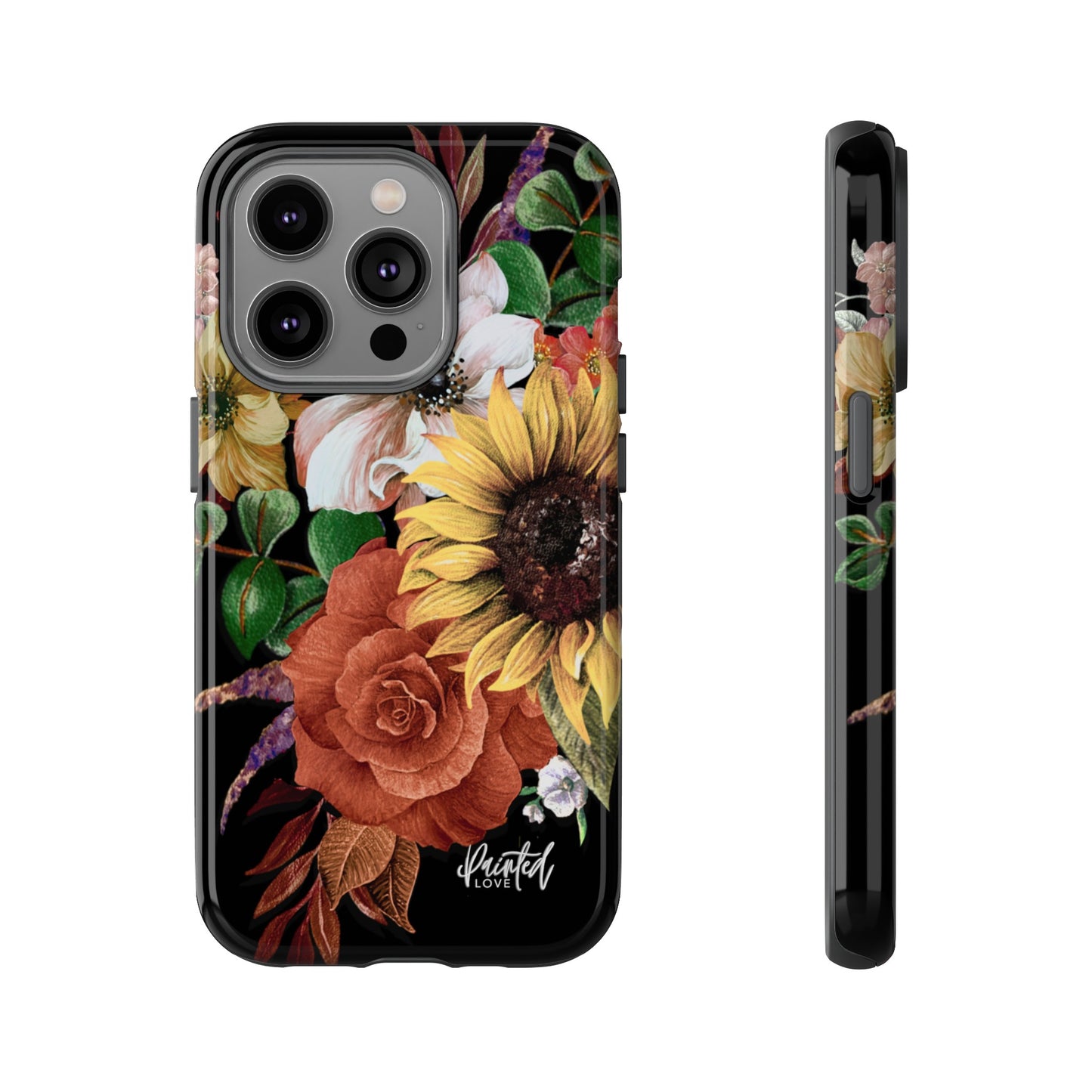 Painted Love Customs Floral Phone Case, Black