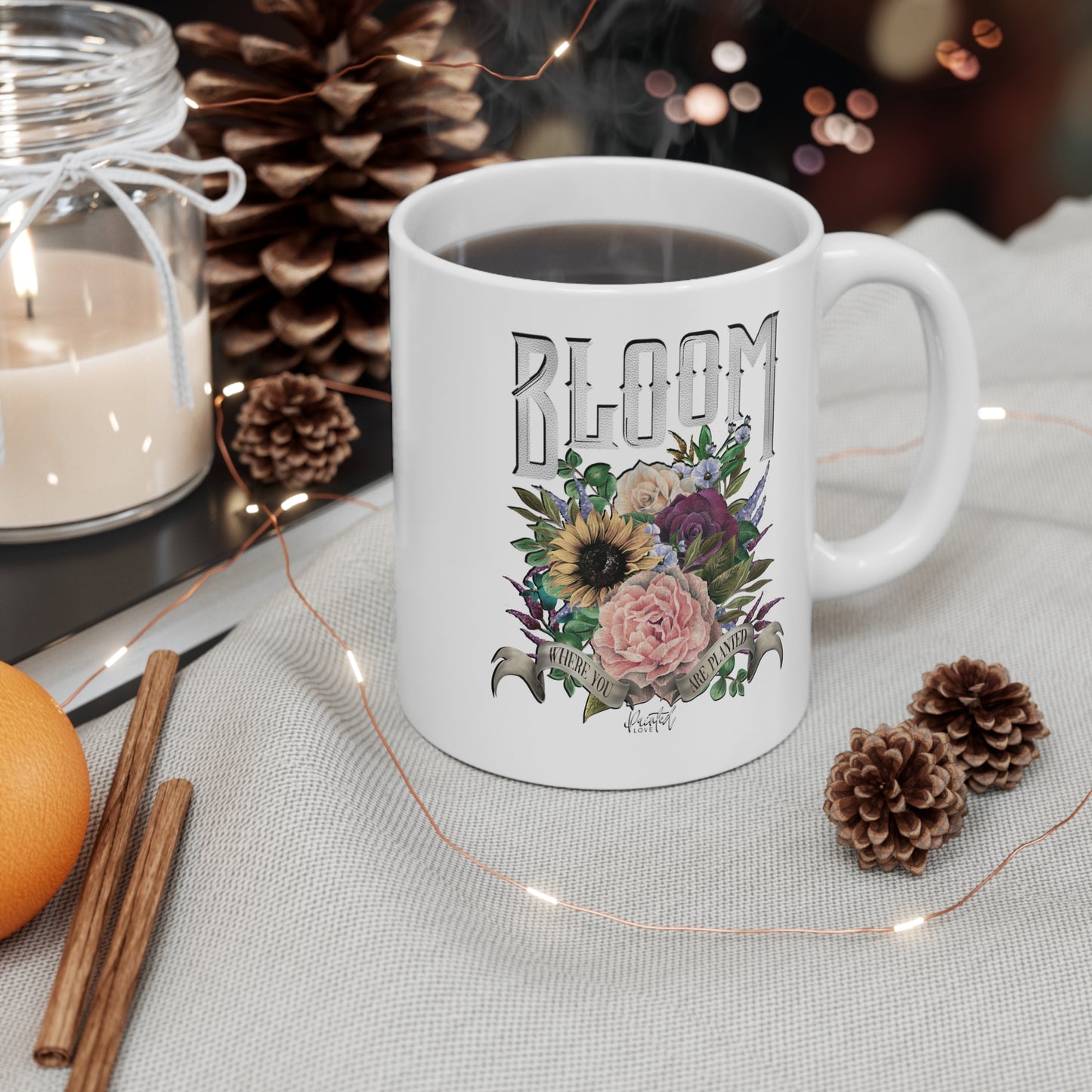 “Bloom Where You Are Planted” White Mug