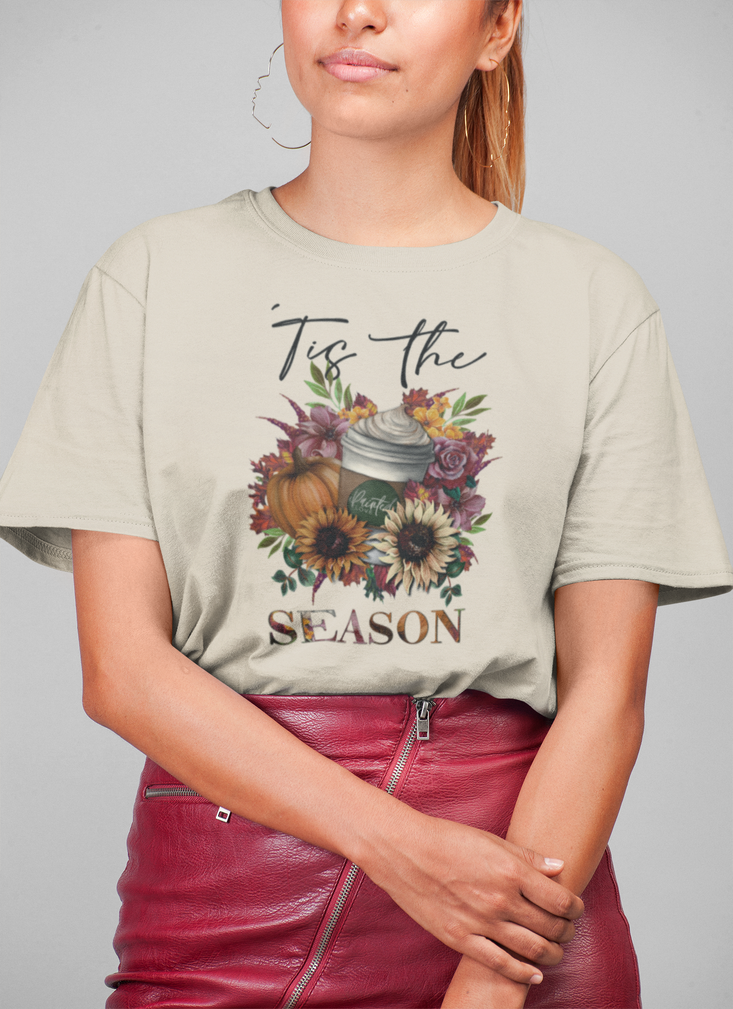 “‘Tis the Season” Pumpkin Spice Latte Floral T-Shirt