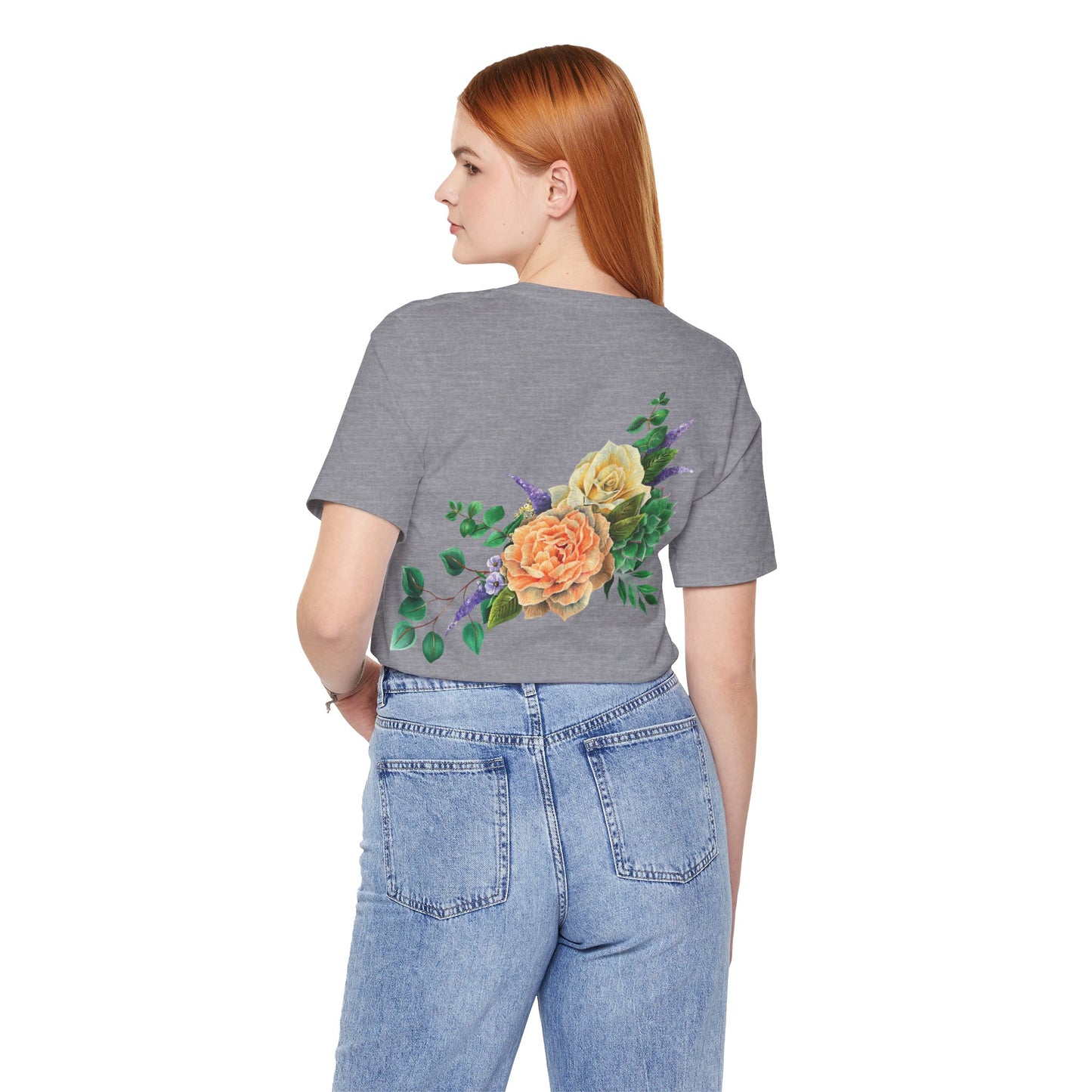 Peach Flowers Back Design Unisex Tee