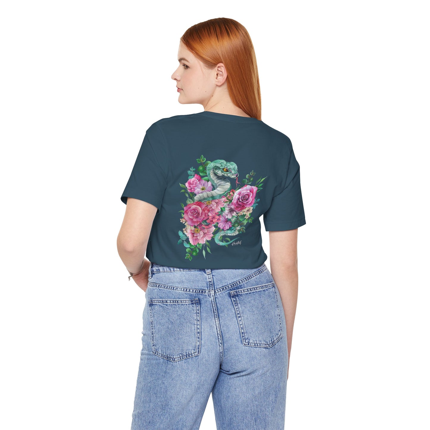 Tattoo Style Snake and Flowers Tee