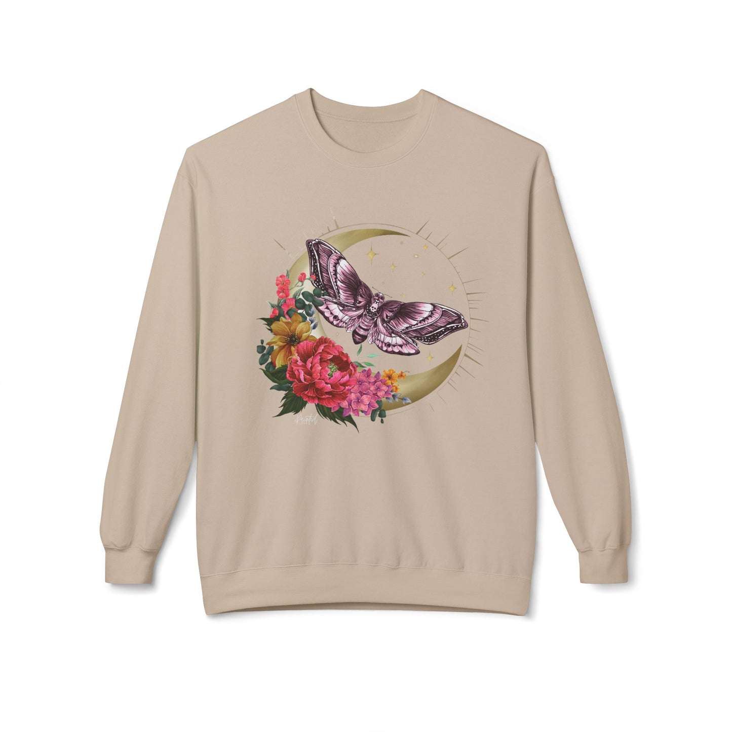 Witchy Vibes Celestial Moth and Flowers Sweatshirt - Painted Love Customs