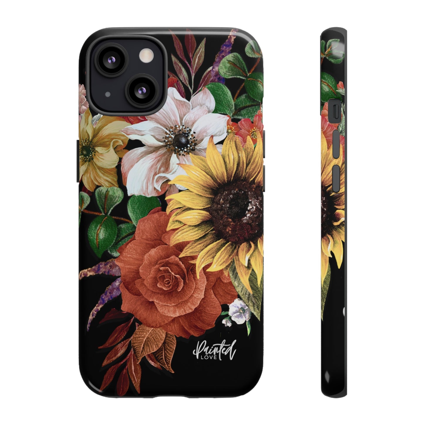 Painted Love Customs Floral Phone Case, Black