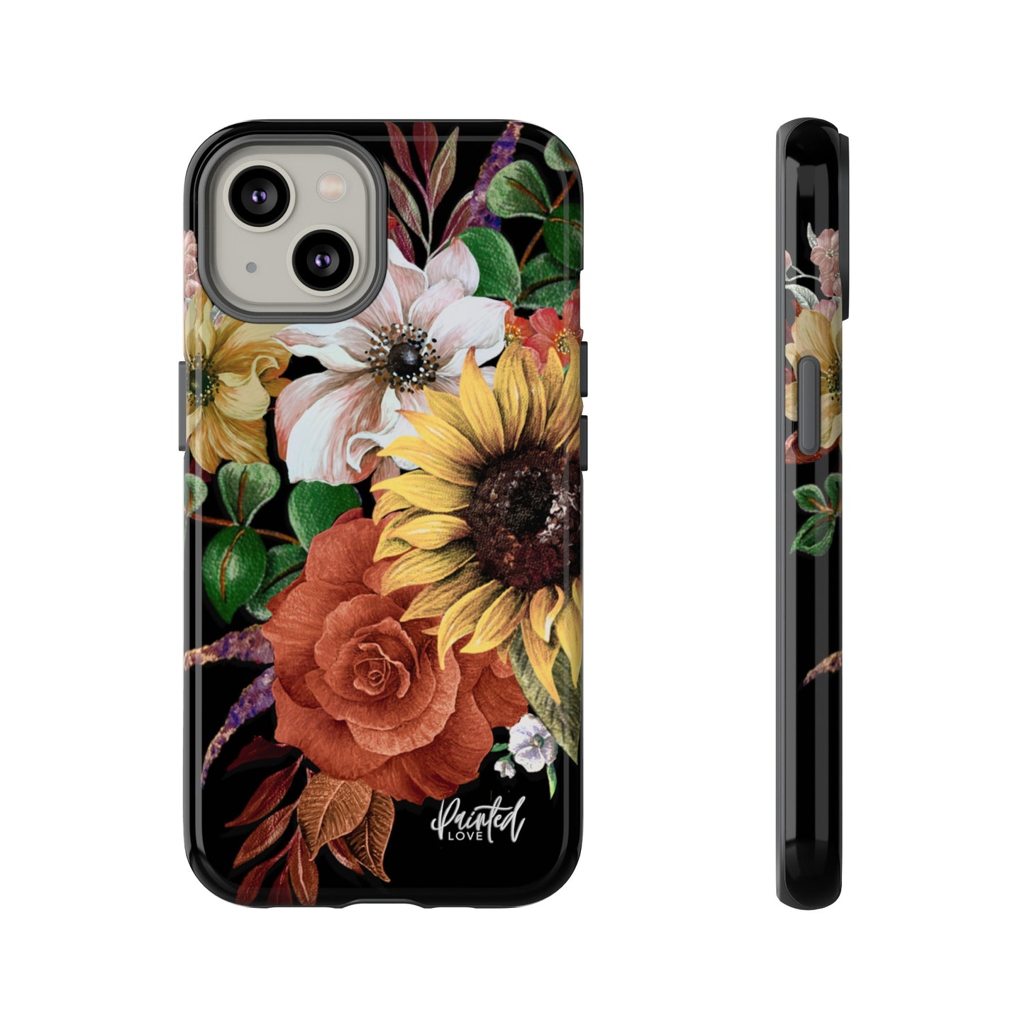 Painted Love Customs Floral Phone Case, Black