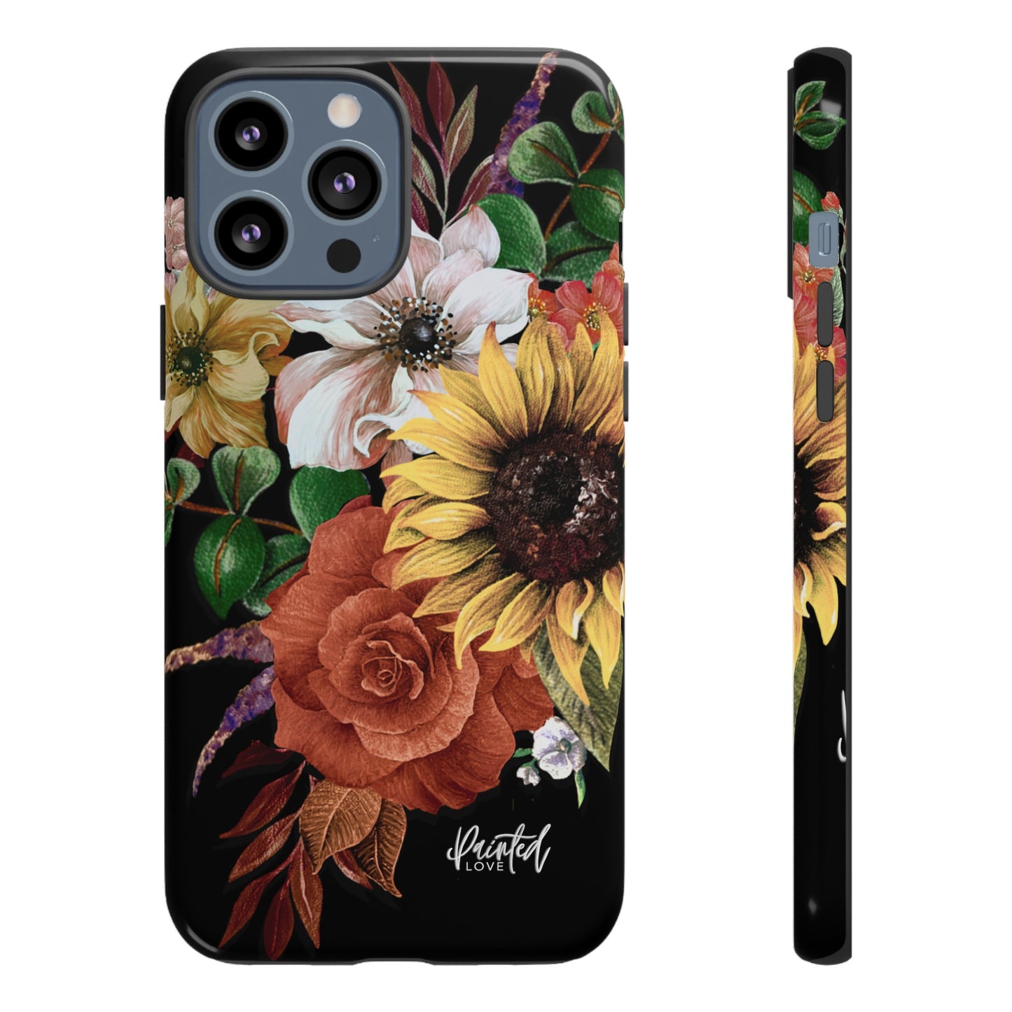 Painted Love Customs Floral Phone Case, Black