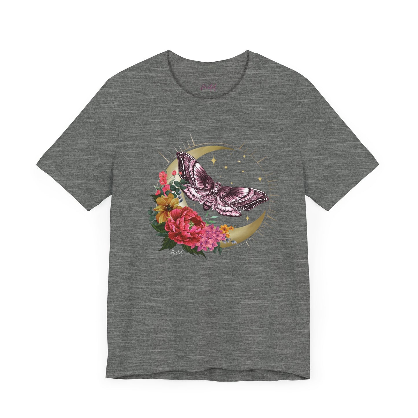 Witchy Tee Shirt with Deaths Head Moth and Crescent Moon Design