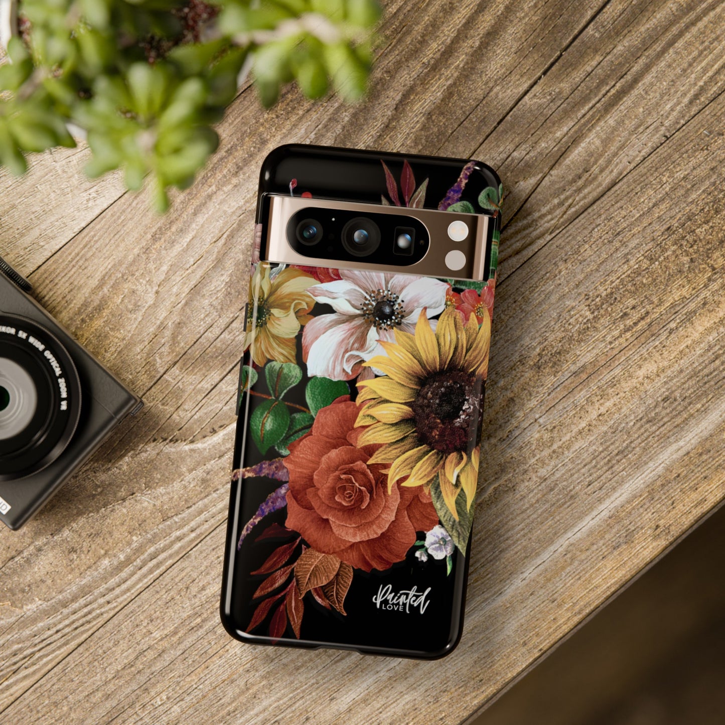 Painted Love Customs Floral Phone Case, Black