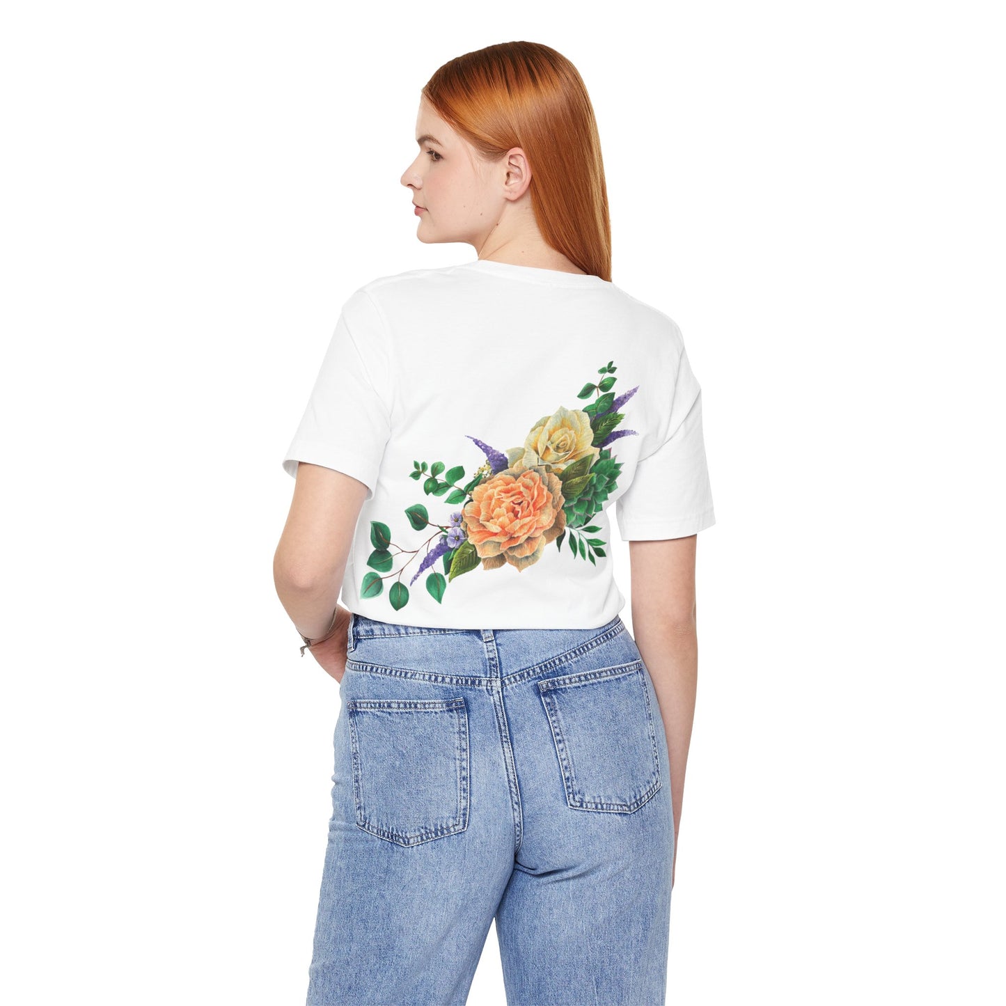 Peach Flowers Back Design Unisex Tee