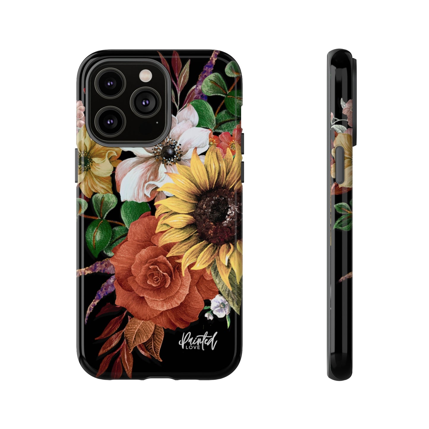 Painted Love Customs Floral Phone Case, Black