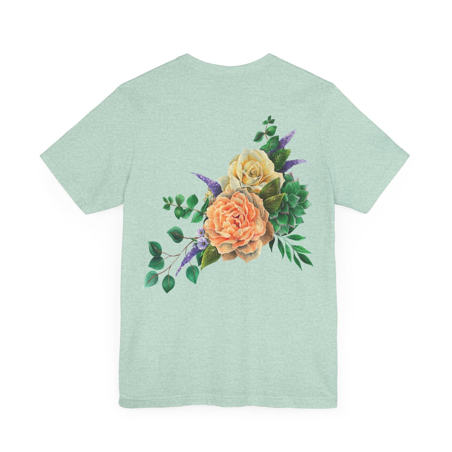 Peach Flowers Back Design Unisex Tee