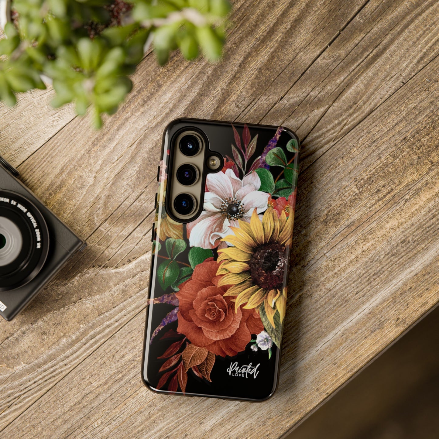 Painted Love Customs Floral Phone Case, Black