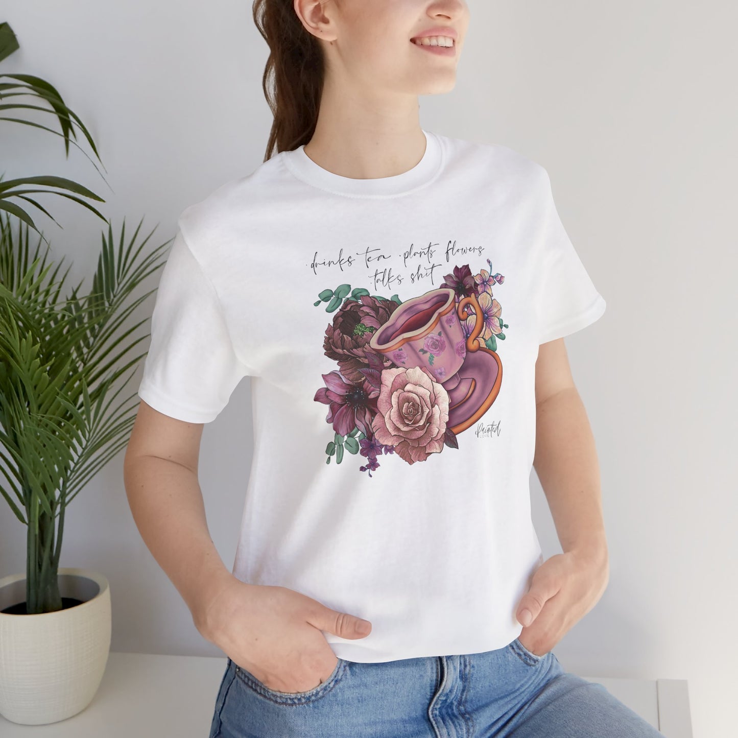 Sweary Tea Cup Tee, Vintage Florals