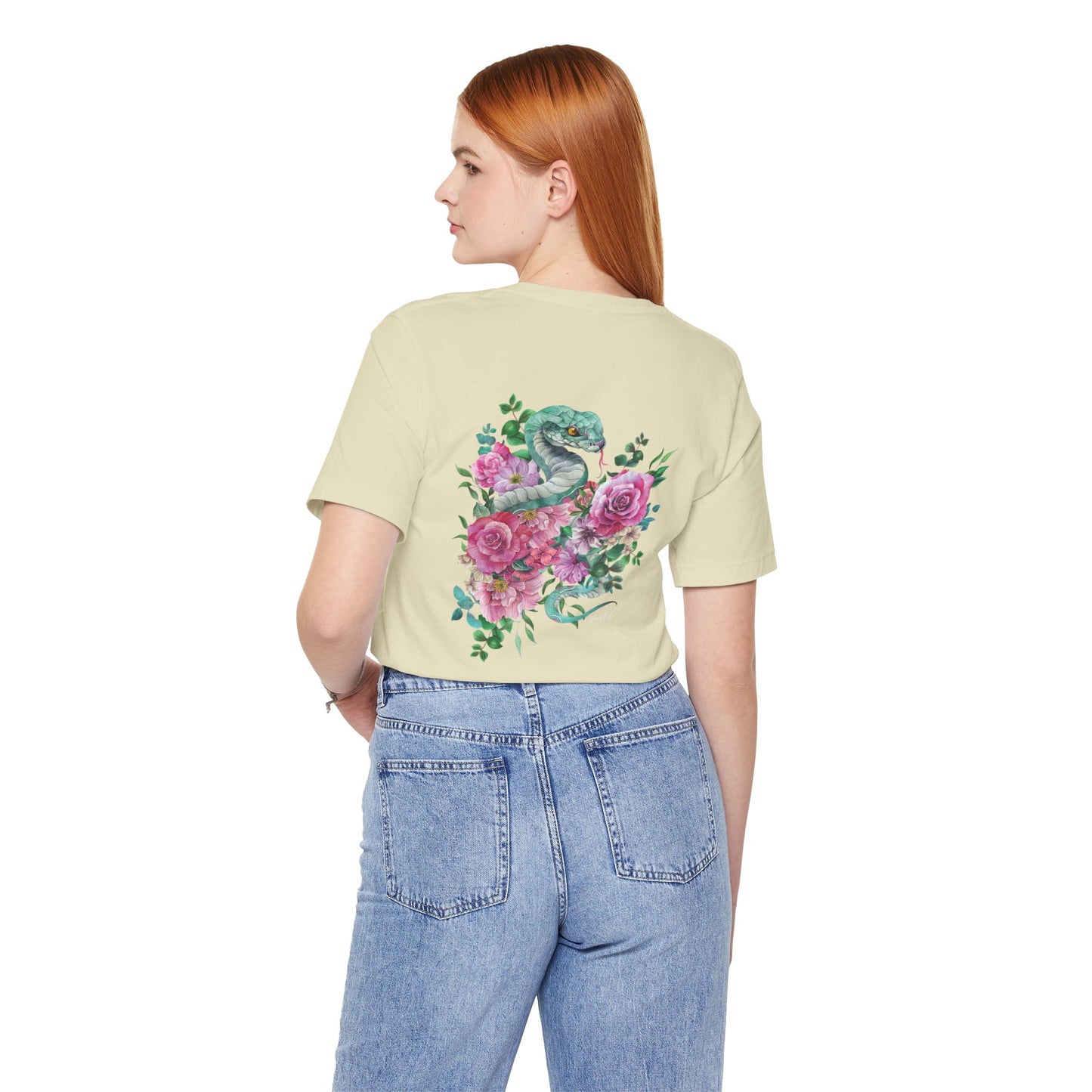 Tattoo Style Snake and Flowers Tee