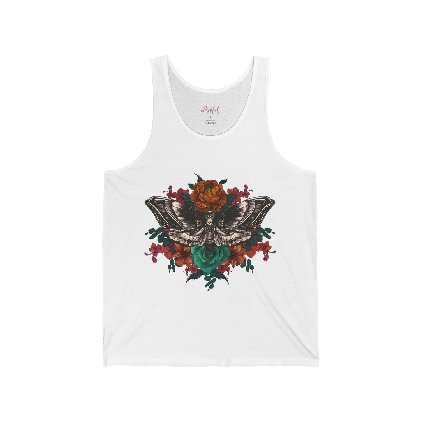 Tank Top with Deaths Head Moth and Flowers Design