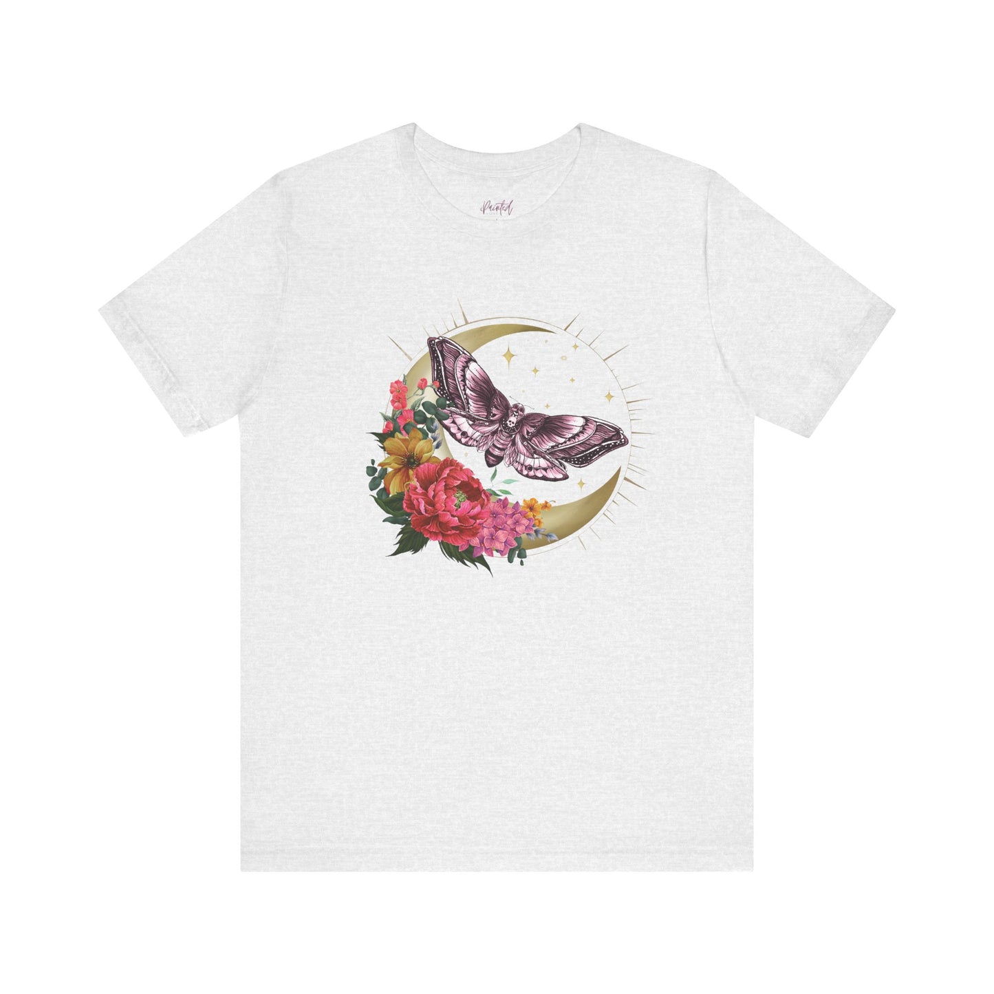 Witchy Tee Shirt with Deaths Head Moth and Crescent Moon Design