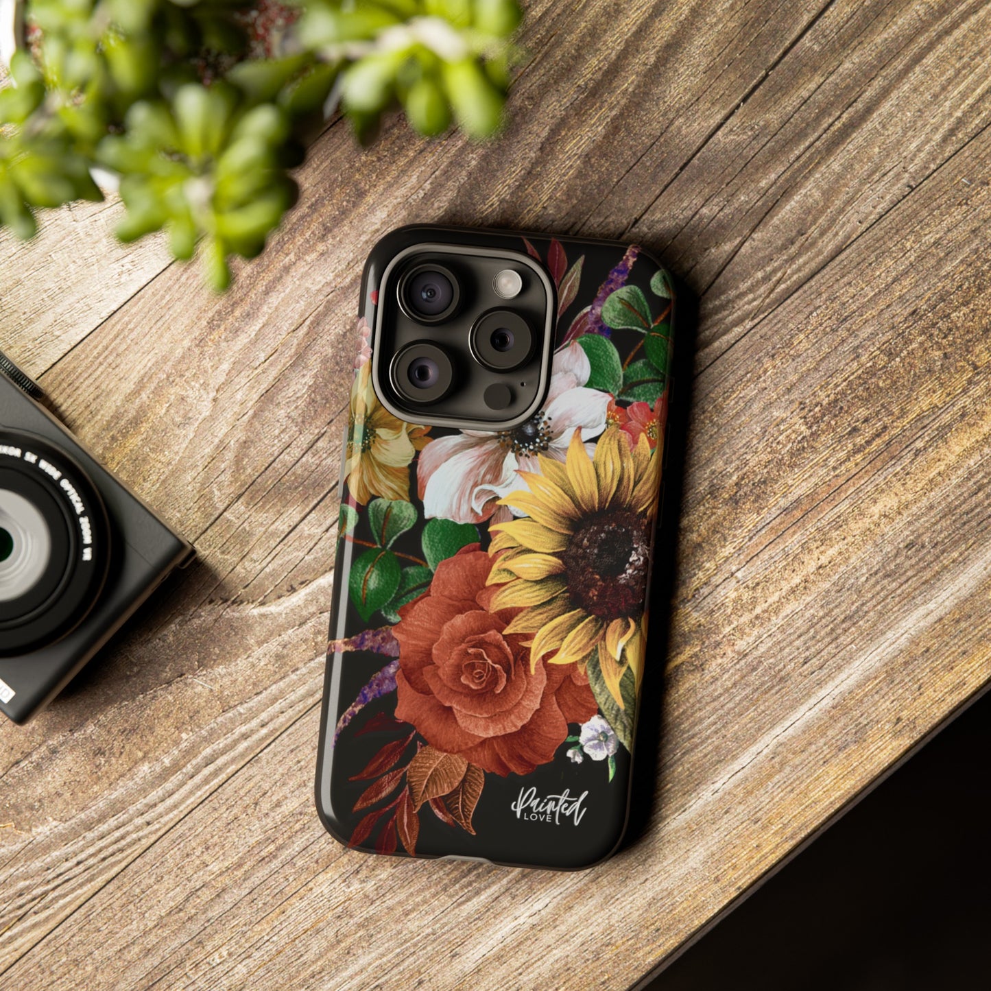 Painted Love Customs Floral Phone Case, Black