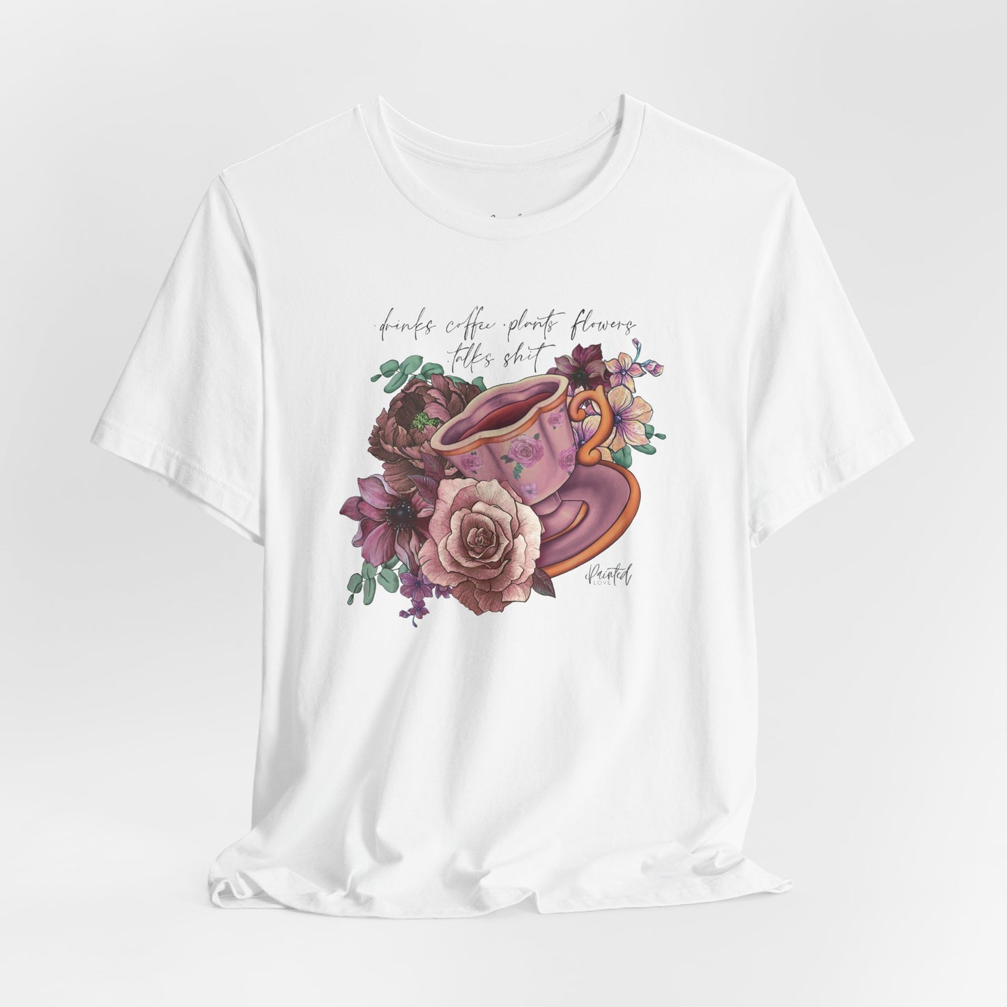 Sweary Coffee Cup Tee, Vintage Florals