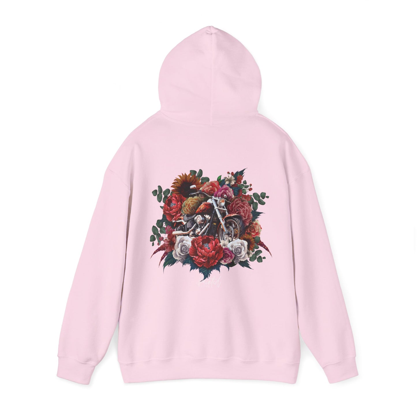 Painted Love Customs Hoodie, Motorcycle and Flowers