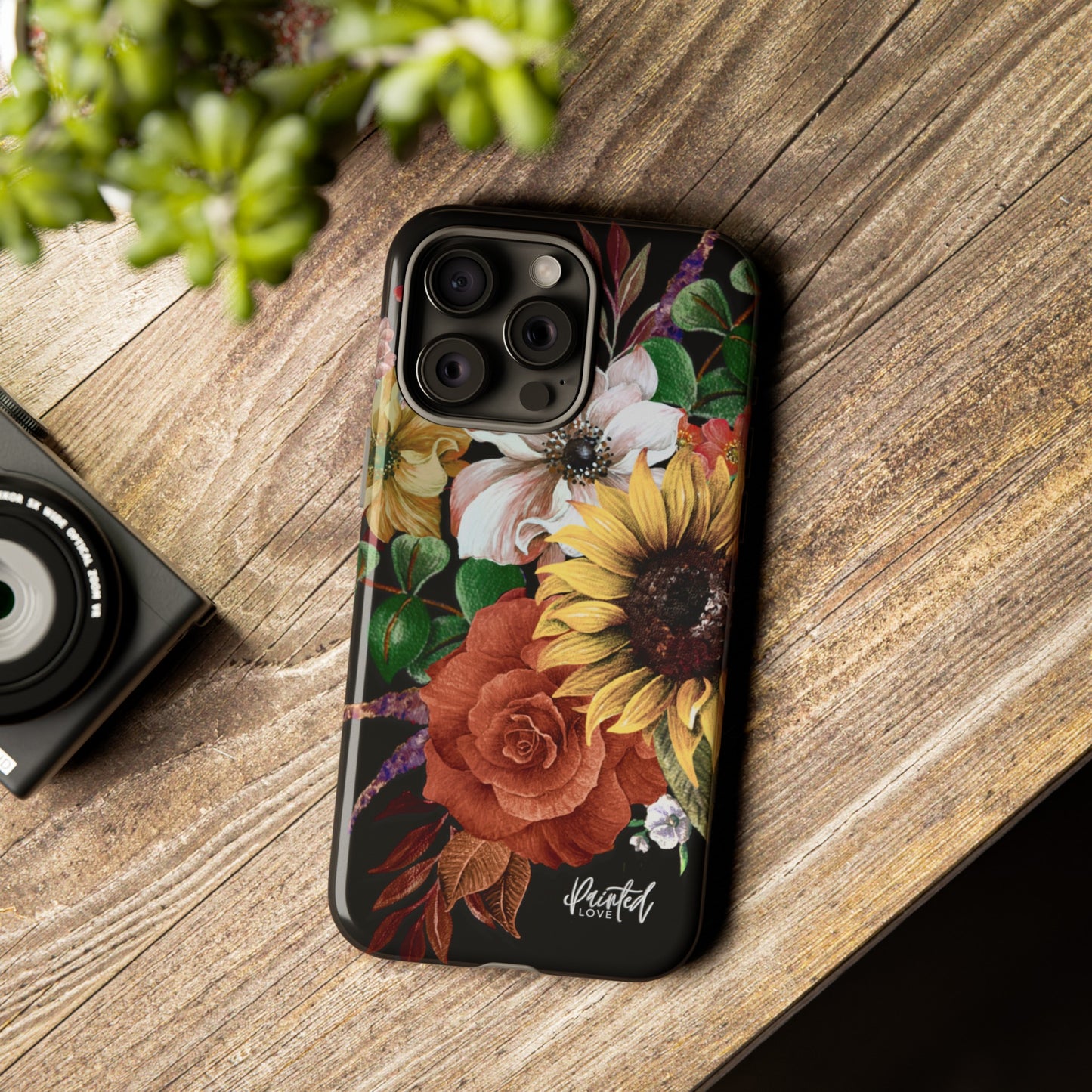 Painted Love Customs Floral Phone Case, Black