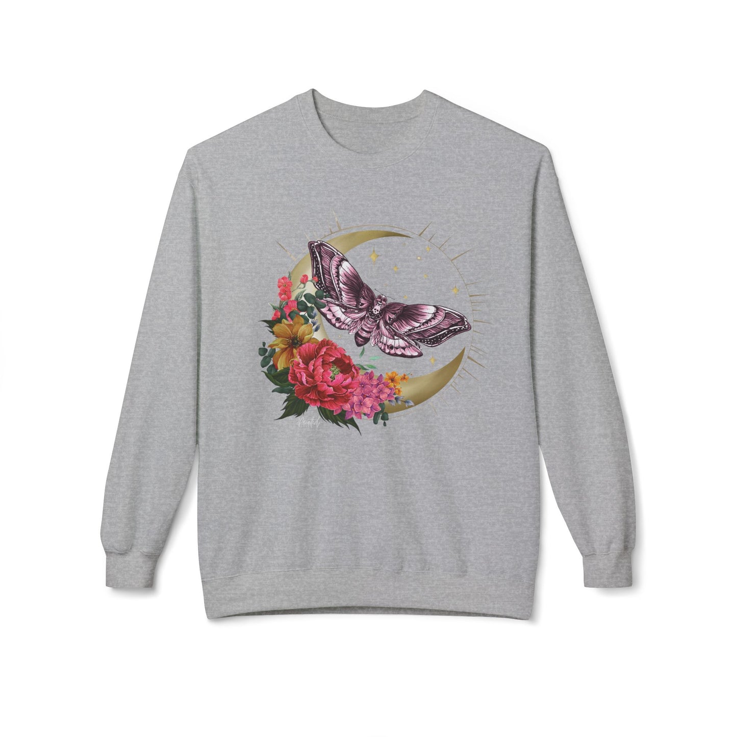 Witchy Vibes Celestial Moth and Flowers Sweatshirt - Painted Love Customs