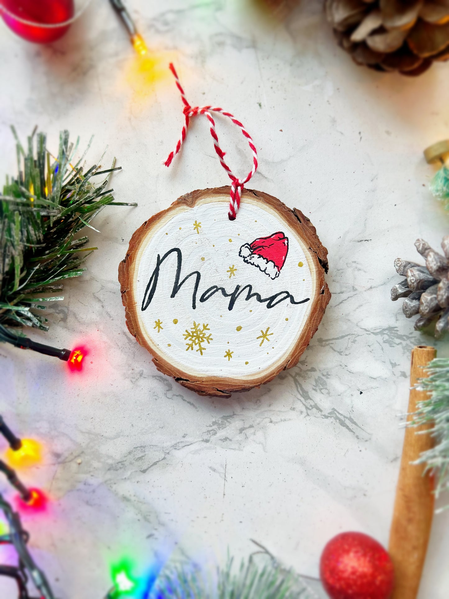 Personalised Log Slice Christmas Tree Decoration