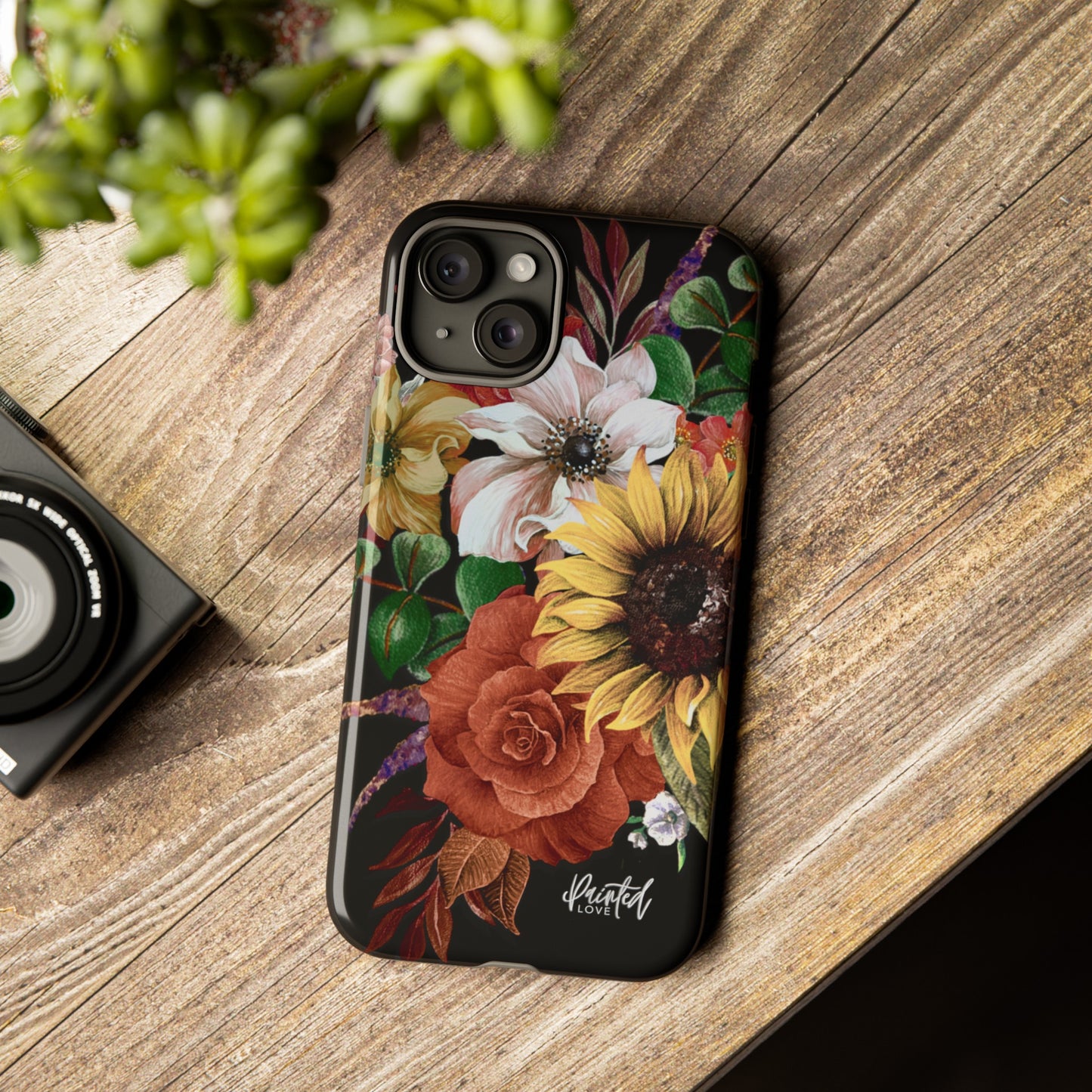 Painted Love Customs Floral Phone Case, Black