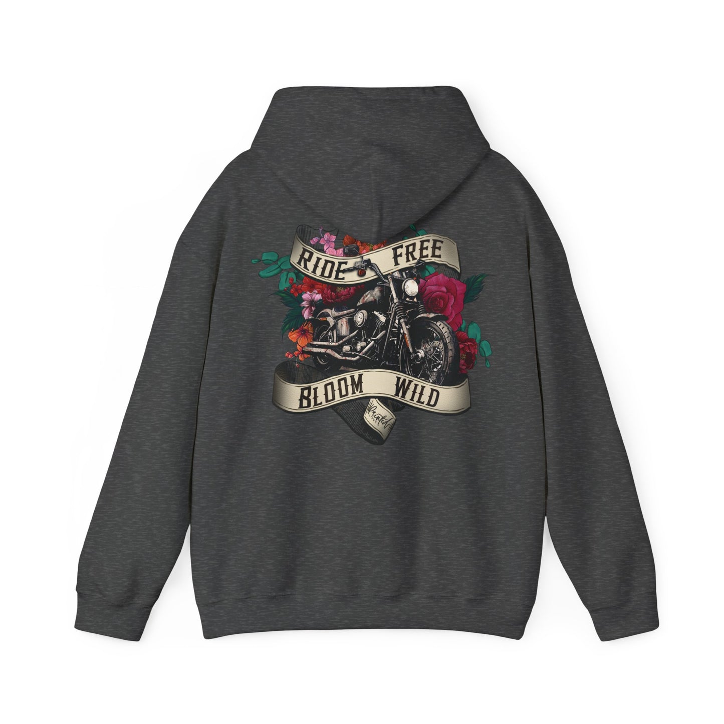 Painted Love Customs Hoodie, Motorcycle, Scroll and Tattoo Style Flowers